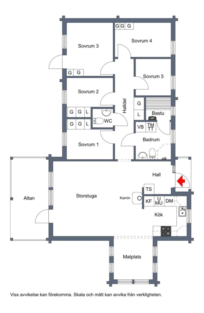 Planritning Rymligt hus med många bäddar och stort garage på Lövhammaren!